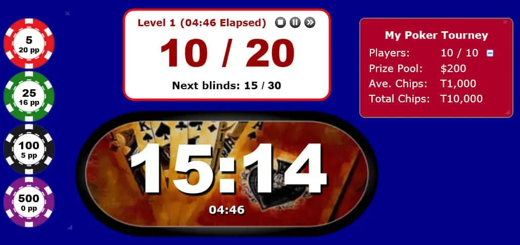 Custom red tournament panels and a patterned countdown background