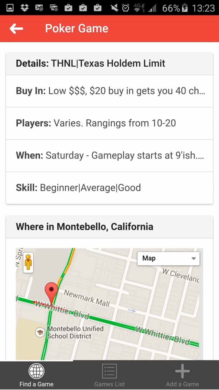 Poker Game Details